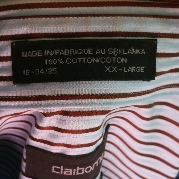 Claiborne Men's Button Down Striped Cotton Shirt XXL - Picture 5 of 5
